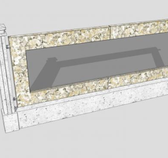 现代花岗石玻璃围墙SU模型下载_sketchup草图大师SKP模型