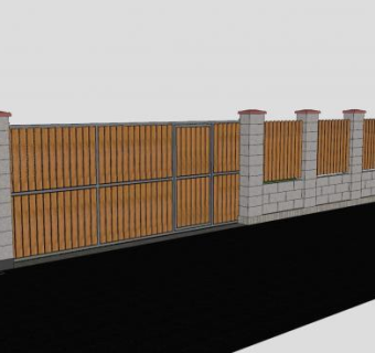 现代简约滑动闸门围墙SU模型下载_sketchup草图大师SKP模型