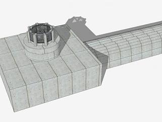 木萨比利大坝进水口结构SU模型下载_sketchup草图大师SKP模型