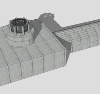 木萨比利大坝进水口结构SU模型下载_sketchup草图大师SKP模型
