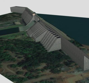 河道大坝建筑SU模型下载_sketchup草图大师SKP模型