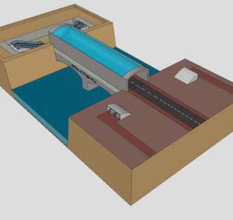 廊道河道桥梁SU模型下载_sketchup草图大师SKP模型