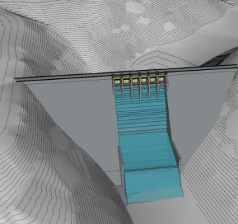 山峡河堤大坝SU模型下载_sketchup草图大师SKP模型