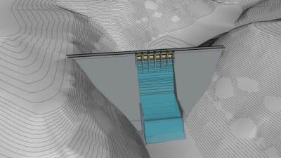 山峡河堤大坝SU模型下载_sketchup草图大师SKP模型