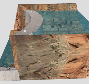 江河大坝剖面图SU模型下载_sketchup草图大师SKP模型