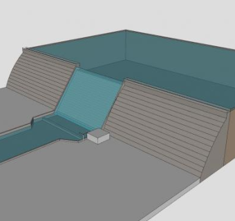 现代河流大坝SU模型下载_sketchup草图大师SKP模型