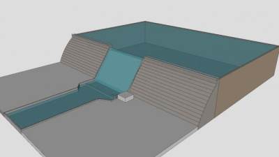 现代河流大坝SU模型下载_sketchup草图大师SKP模型