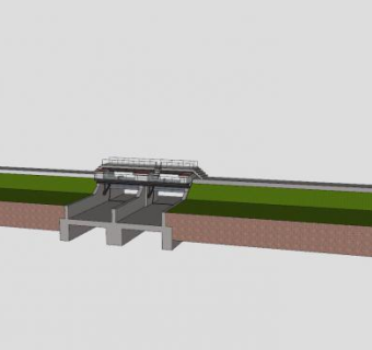 大型灌溉坝SU模型下载_sketchup草图大师SKP模型