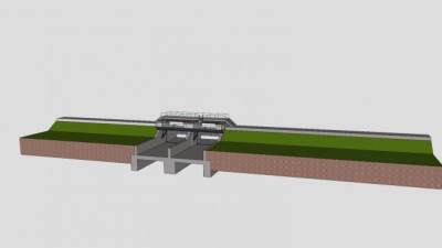 大型灌溉坝SU模型下载_sketchup草图大师SKP模型
