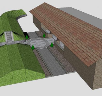有堤防的房子SU模型下载_sketchup草图大师SKP模型