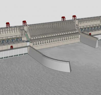 三峡大坝建筑SU模型下载_sketchup草图大师SKP模型