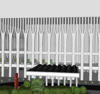 世贸中心大堂建筑SU模型下载_sketchup草图大师SKP模型
