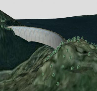 山地湖泊水库大坝SU模型下载_sketchup草图大师SKP模型