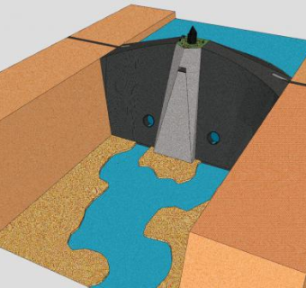 大型水坝SU模型下载_sketchup草图大师SKP模型