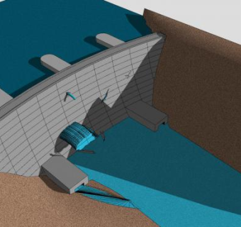 破裂的大坝SU模型下载_sketchup草图大师SKP模型