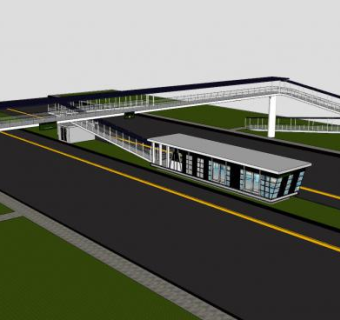 雅加达公交车站道路建筑SU模型下载_sketchup草图大师SKP模型