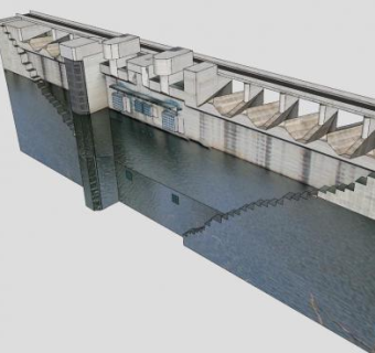 苫田水坝SU模型下载_sketchup草图大师SKP模型
