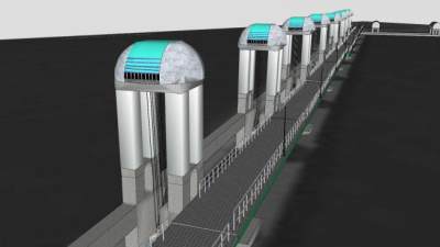 日本长良川河口堰SU模型下载_sketchup草图大师SKP模型