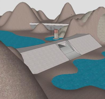 山地河流地形小水坝SU模型下载_sketchup草图大师SKP模型