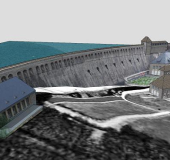 艾斯特水坝SU模型下载_sketchup草图大师SKP模型