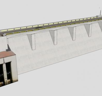 大型水库大坝SU模型下载_sketchup草图大师SKP模型