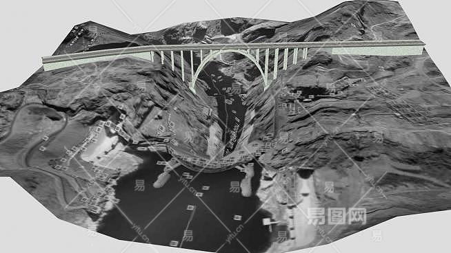 胡佛水壩和高架橋su模型下載sketchup草圖大師skp模型