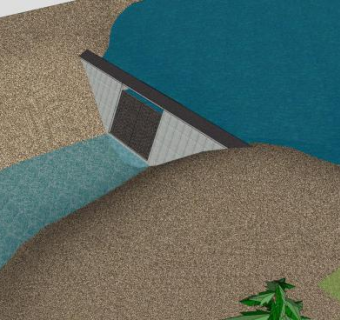 小型混凝土坝SU模型下载_sketchup草图大师SKP模型