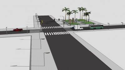 路线道路交叉SU模型下载_sketchup草图大师SKP模型