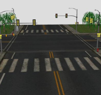 道路十字路口SU模型下载_sketchup草图大师SKP模型
