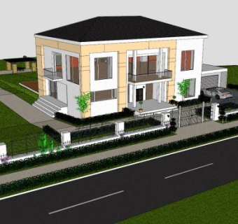 别墅郊区建筑SU模型下载_sketchup草图大师SKP模型