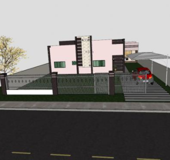 平顶房子建筑SU模型下载_sketchup草图大师SKP模型