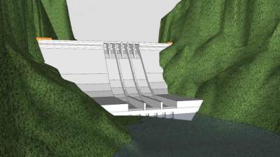 土耳其水电站大坝SU模型下载_sketchup草图大师SKP模型