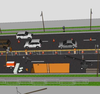 马路道路建筑SU模型下载_sketchup草图大师SKP模型