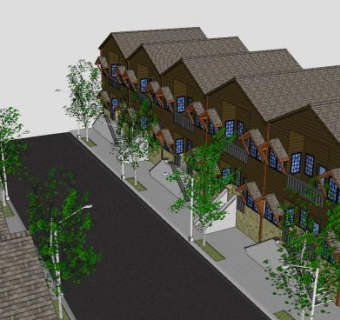 联排别墅社区建筑SU模型下载_sketchup草图大师SKP模型