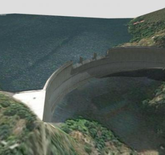湖泊山峡大坝SU模型下载_sketchup草图大师SKP模型