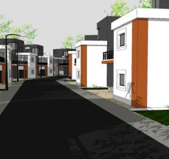 现代社区房子建筑SU模型下载_sketchup草图大师SKP模型