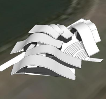 湖泊拱坝建筑SU模型下载_sketchup草图大师SKP模型