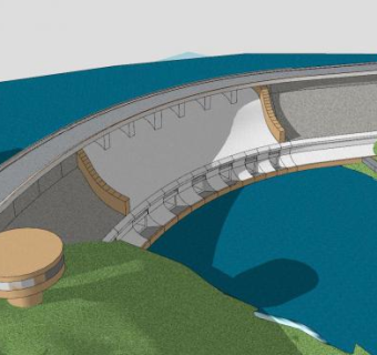 公路拱坝建筑SU模型下载_sketchup草图大师SKP模型