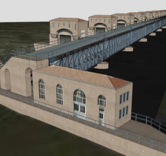 船闸及水坝SU模型下载_sketchup草图大师SKP模型