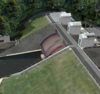 河道水闸水坝SU模型下载_sketchup草图大师SKP模型