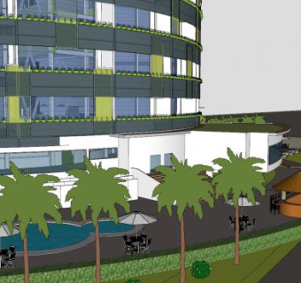 酒店客栈外观建筑SU模型下载_sketchup草图大师SKP模型