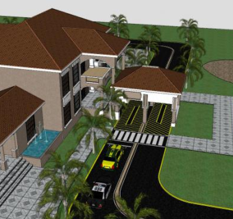 大厦建筑外观SU模型下载_sketchup草图大师SKP模型