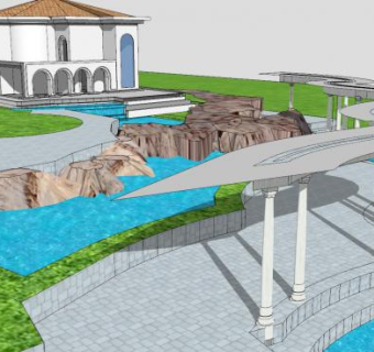 花园街区道路SU模型下载_sketchup草图大师SKP模型