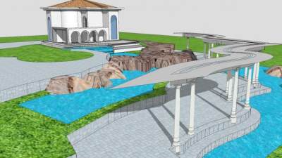 花园街区道路SU模型下载_sketchup草图大师SKP模型