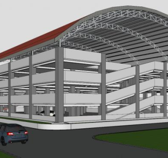 现代停车场车站建筑SU模型下载_sketchup草图大师SKP模型