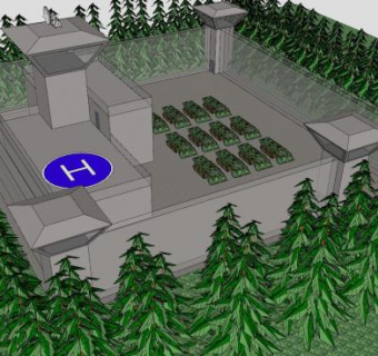 美国基地办公建筑SU模型下载_sketchup草图大师SKP模型