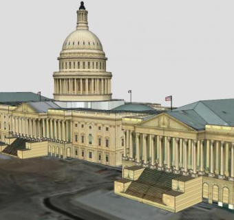 美国国会大厦建筑SU模型下载_sketchup草图大师SKP模型