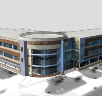 心理学大楼建筑SU模型下载_sketchup草图大师SKP模型