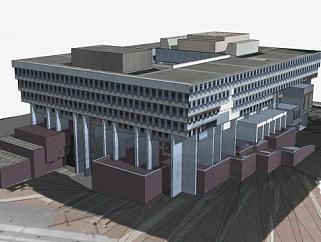 波士顿市政厅建筑SU模型下载_sketchup草图大师SKP模型