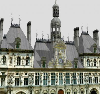 巴黎市政厅办公建筑SU模型下载_sketchup草图大师SKP模型